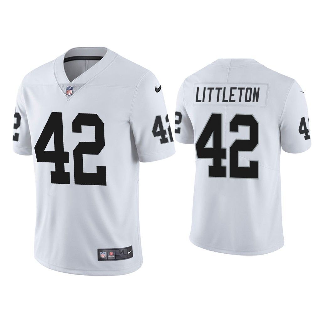 Men Oakland Raiders 42 Cory Littleton Nike White Limited NFL Jersey